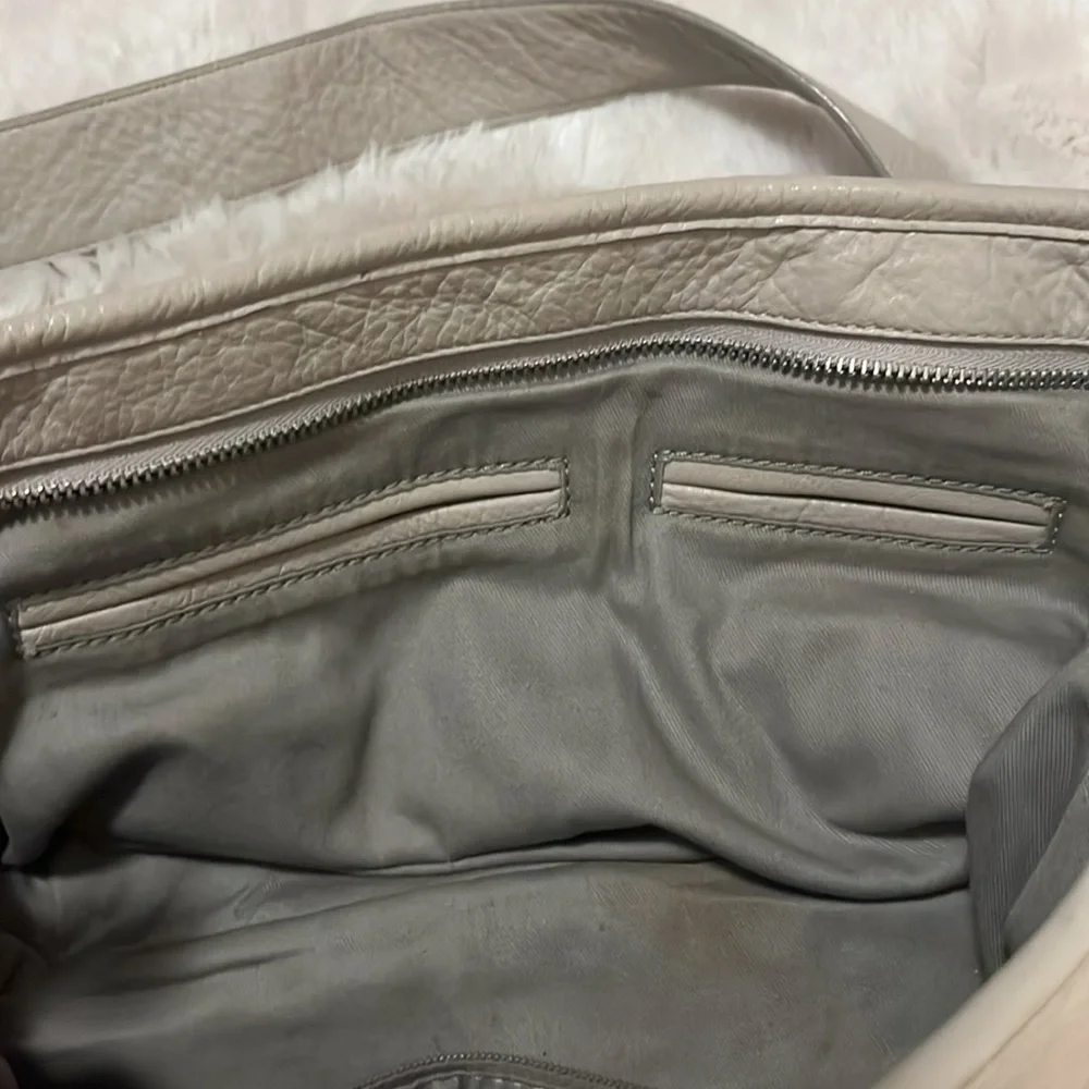 Banana Republic Beige Stone Pebbled Leather Slouchy Crossbody Shoulder Bag Purse